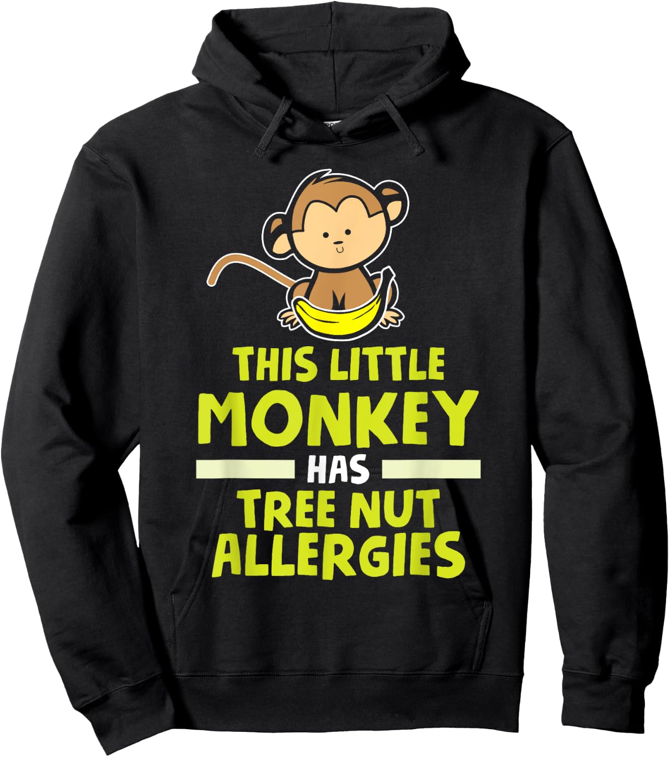 Little Monkey Has Tree Nut Allergies Hoodie - Hoodie | Black