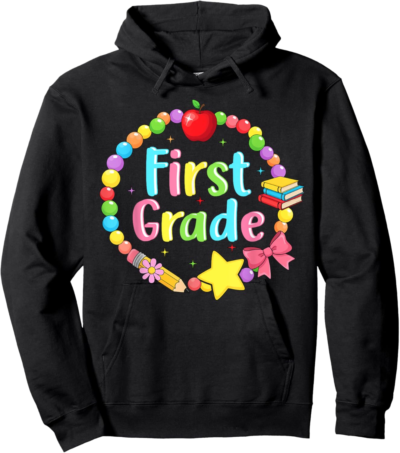 First Grade Colorful Back to School Hoodie - Hoodie | Black