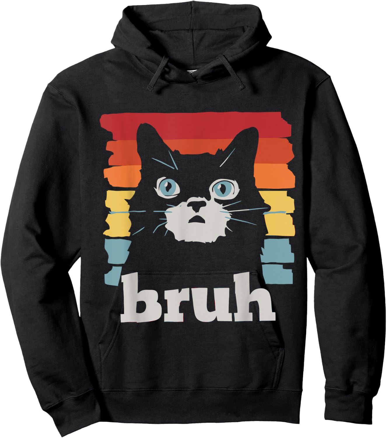 Bruh Cat Meme Funny Cat Hoodie - Hoodie | Black