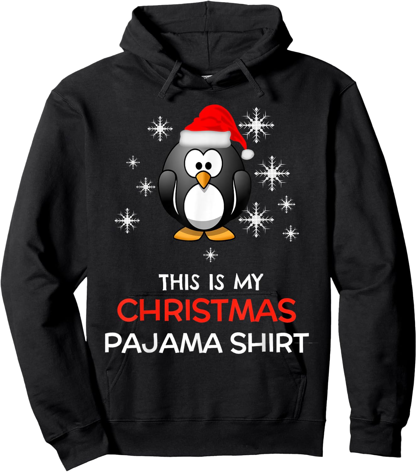 This is My Christmas Pajama Shirt Penguin Santa Hoodie - Hoodie | Black