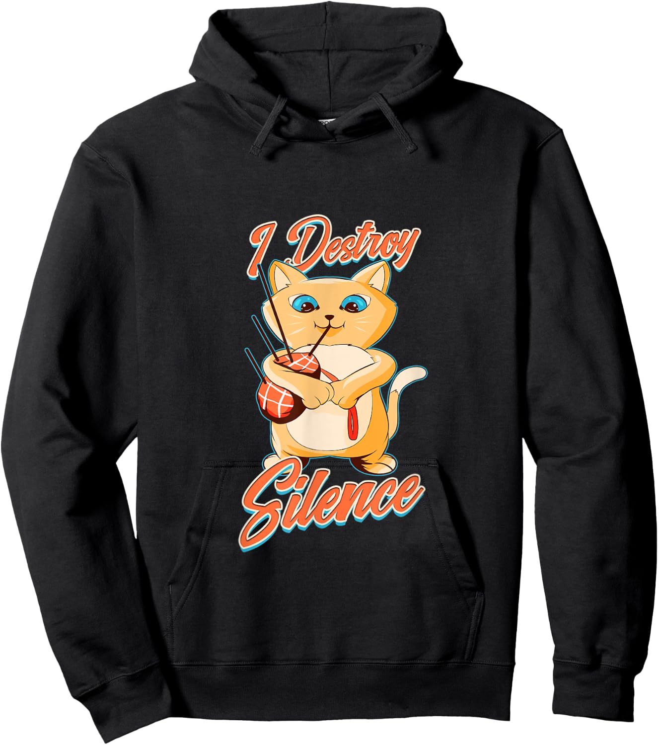 Bagpipe Cat I Destroy Silence Scottish Bagpiper Gift Hoodie - Hoodie | Black