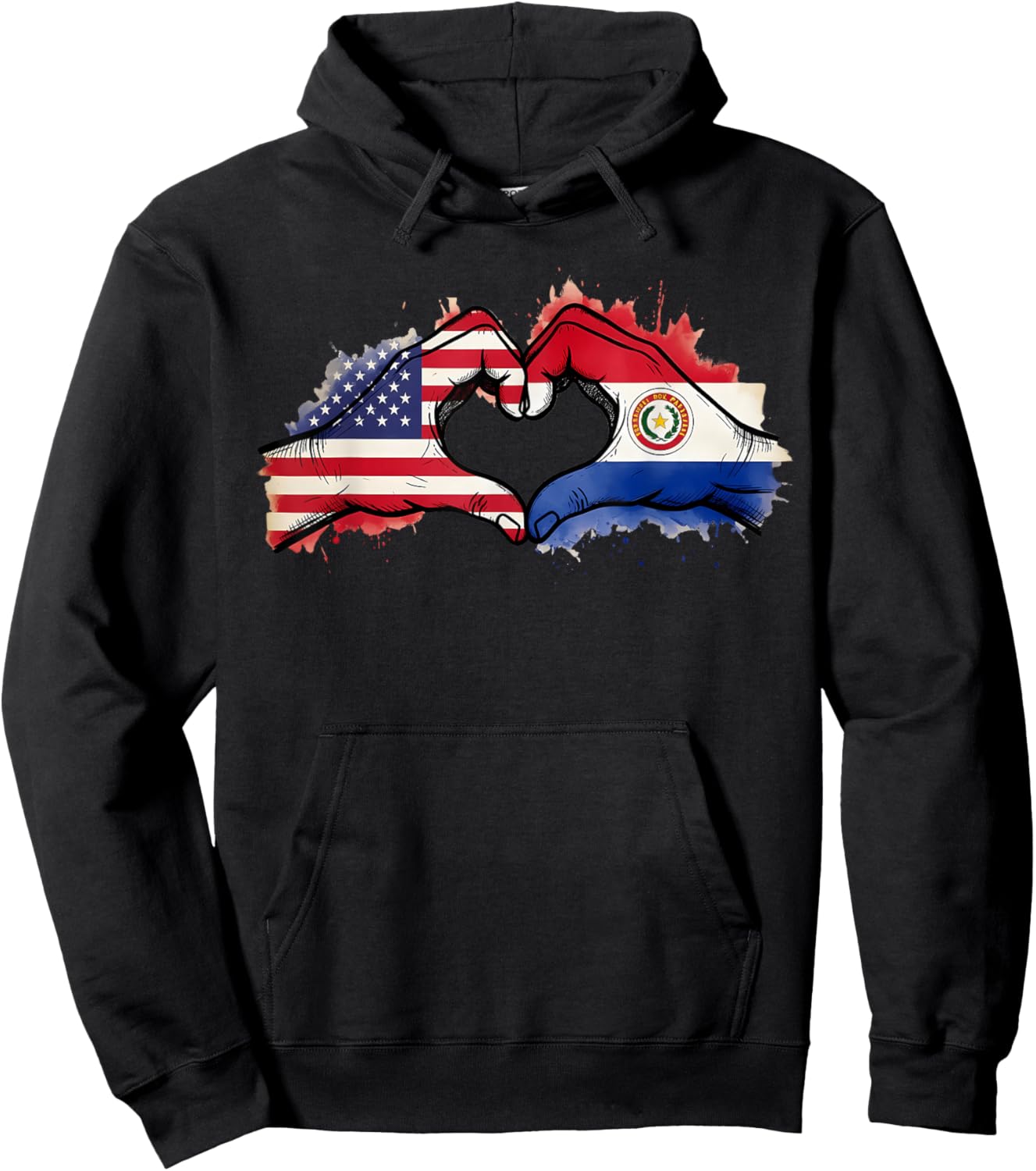 Paraguay Flag Half Paraguayan Half America Hoodie - Hoodie | Black
