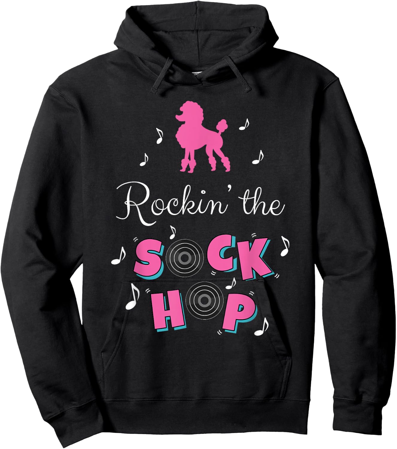 Sock Hop Costume Girls Women Pink Poodle Hoodie - Hoodie | Black