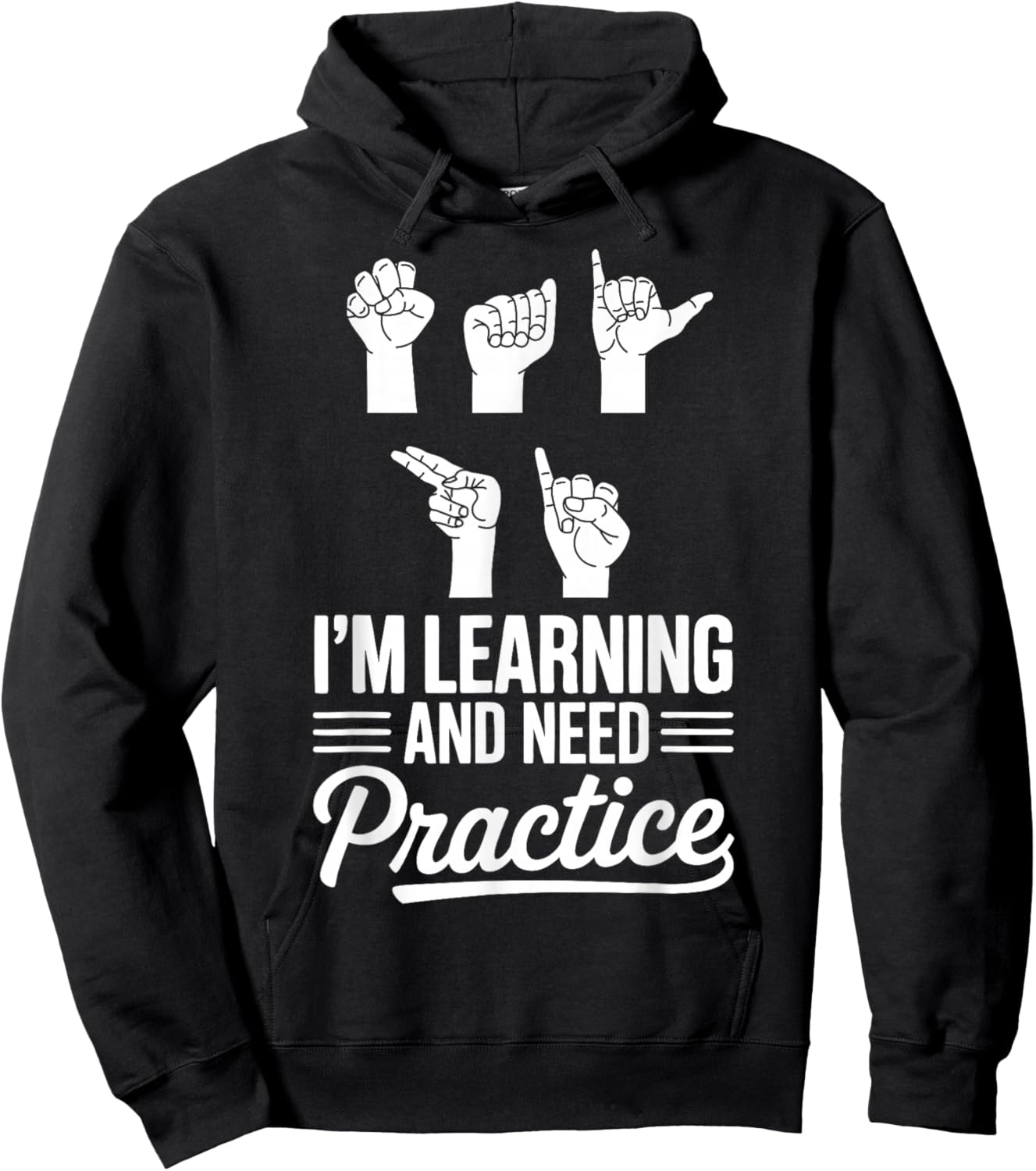 ASL Student Learn Sign Language School ASL Interpreter Hoodie - Hoodie | Black