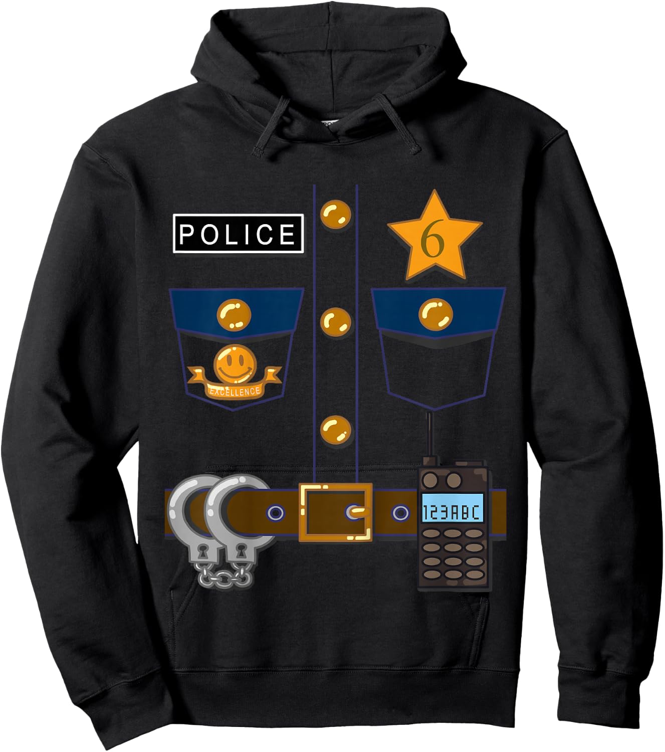 Kids Policeman Costume Funny Birthday 6 Year Old T Shirt Hoodie - Hoodie | Black