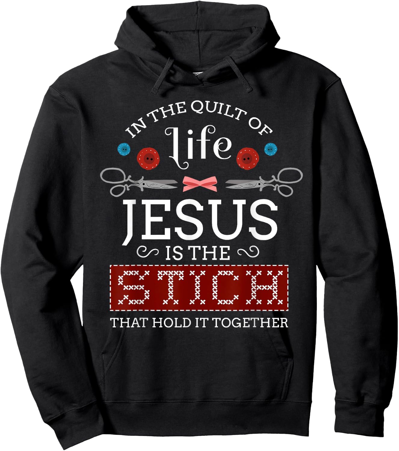 Sewing Jesus Shirt Quilting Needle Christian Hoodie - Hoodie | Black