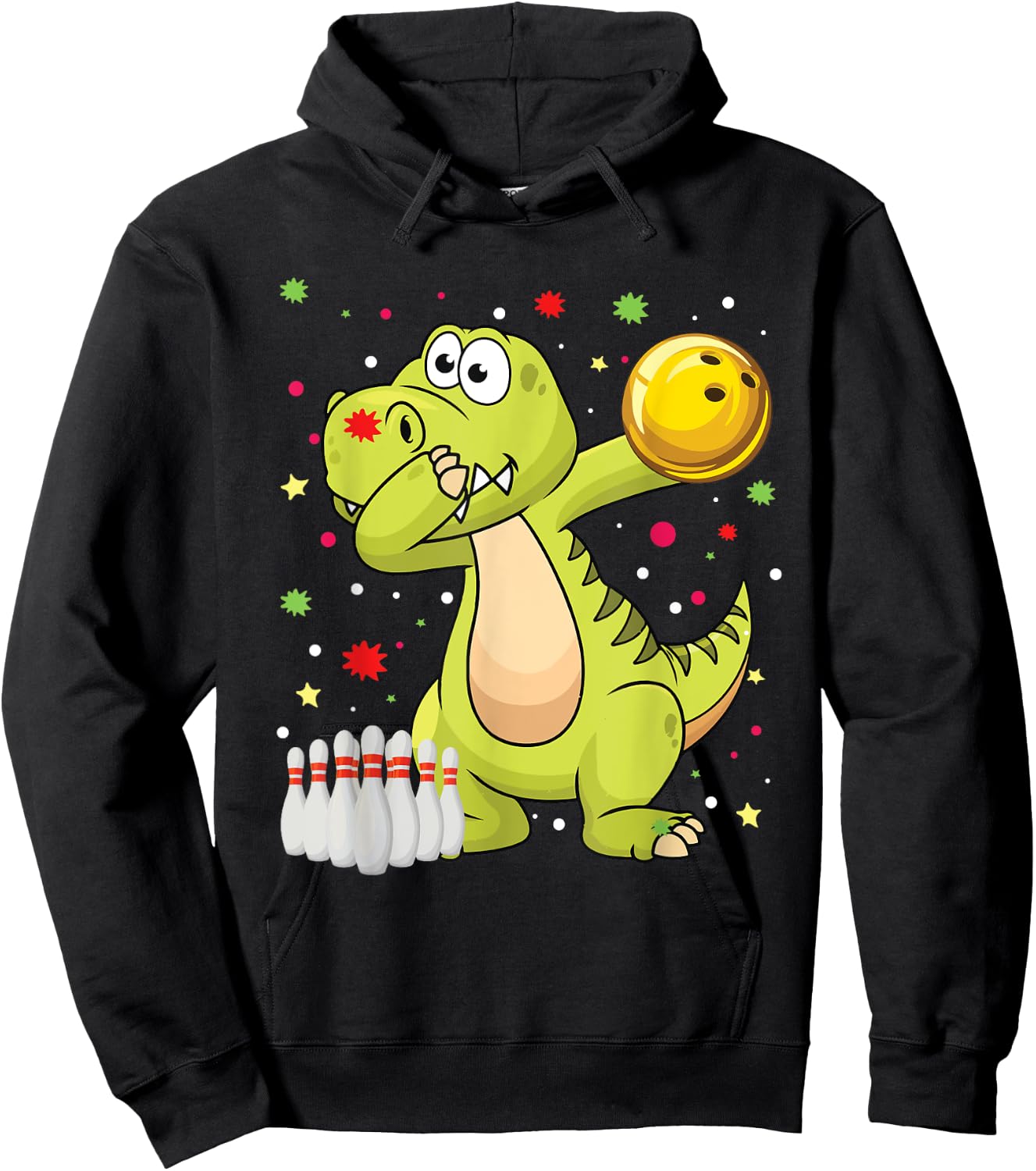 Dabbing Dinosaur Bowling Shirts Funny Bowling Boy Girl Hoodie - Hoodie | Black