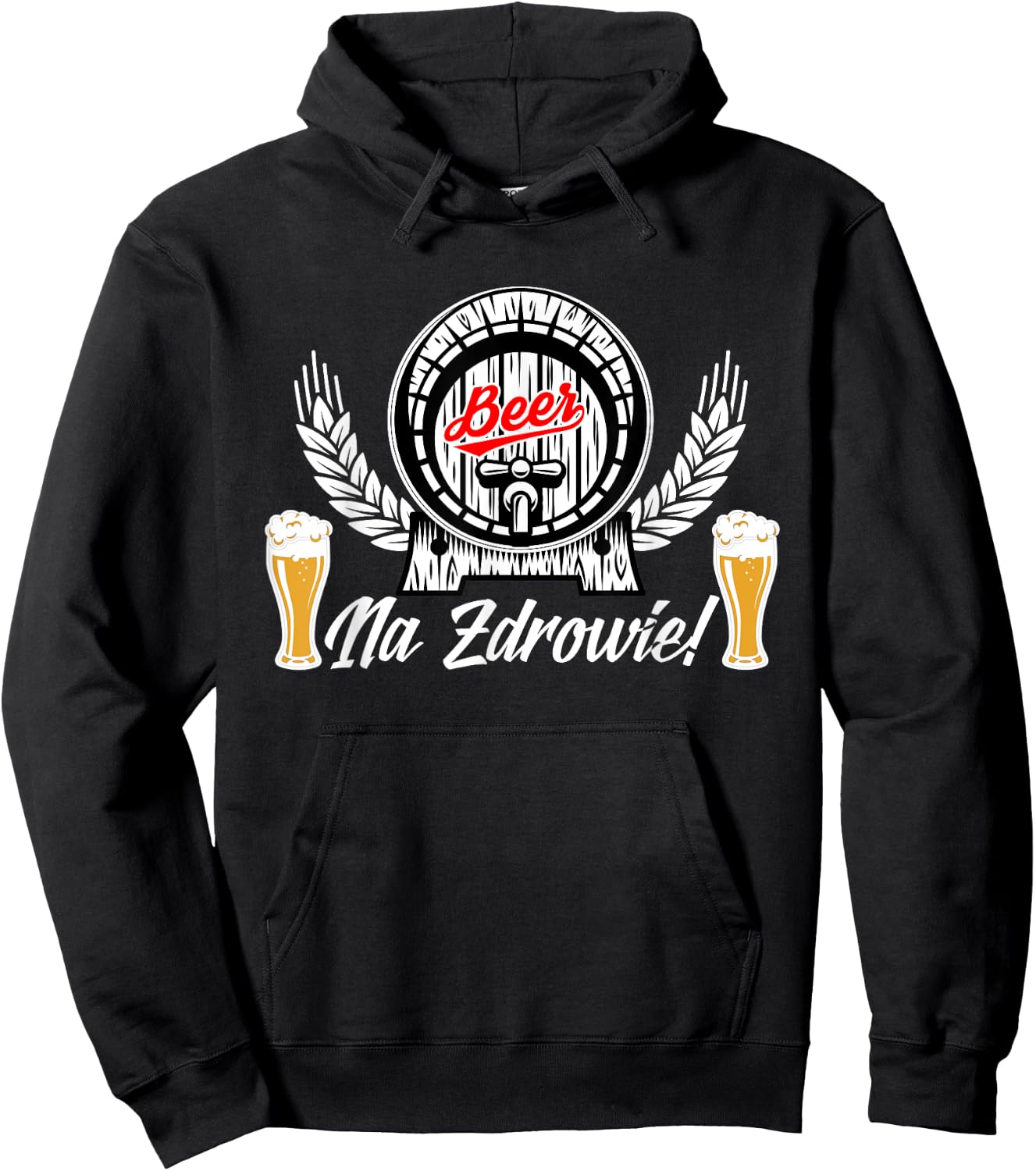 Na Zdrowie Polish Beer Drinking Shirt Polska Hoodie - Hoodie | Black