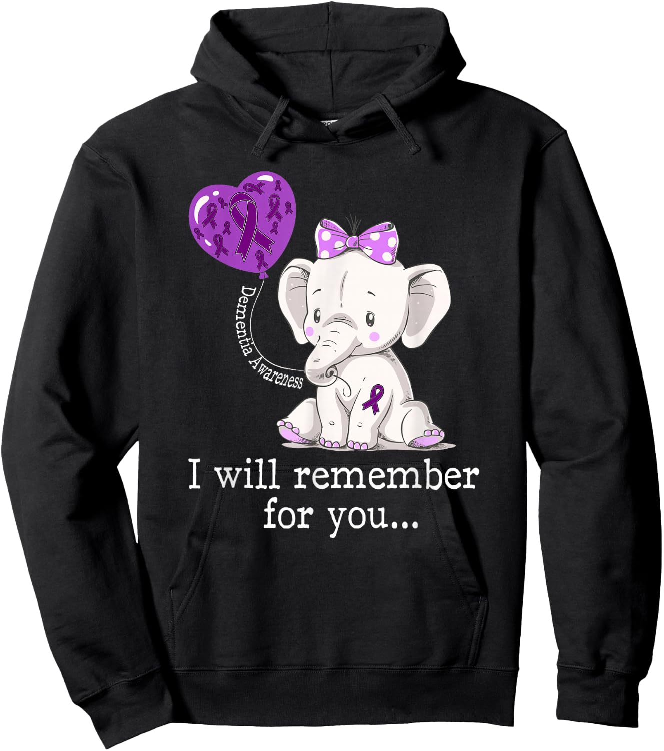 Dementia Awareness Elephant Hoodie - Hoodie | Black