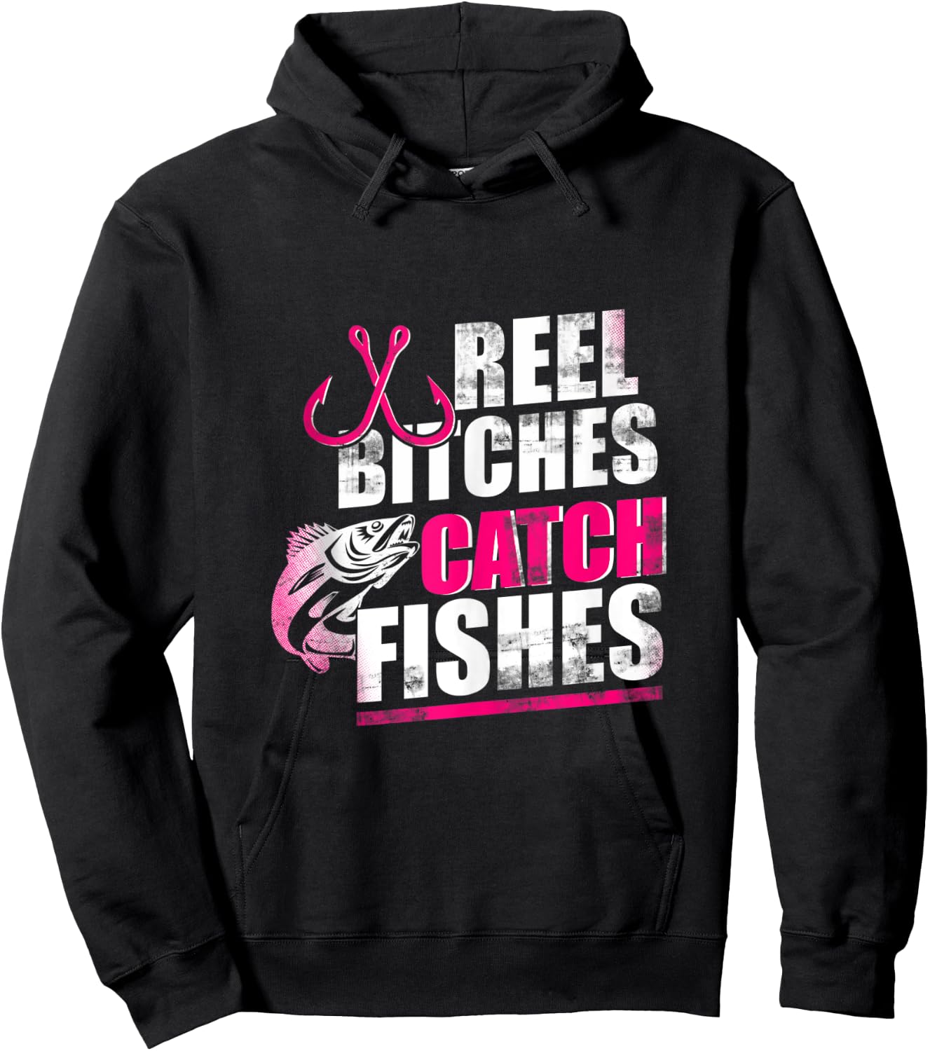 Reel Bitches Catch Fishes Funny Fishing Hoodie - Hoodie | Black
