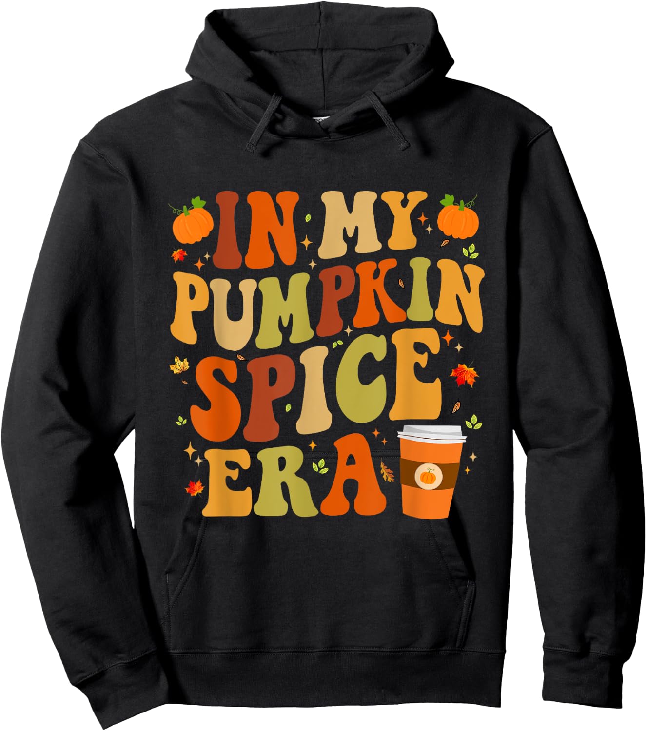 In My Pumpkin Spice Era Funny Retro Fall Vibes Thanksgiving Hoodie - Hoodie | Black