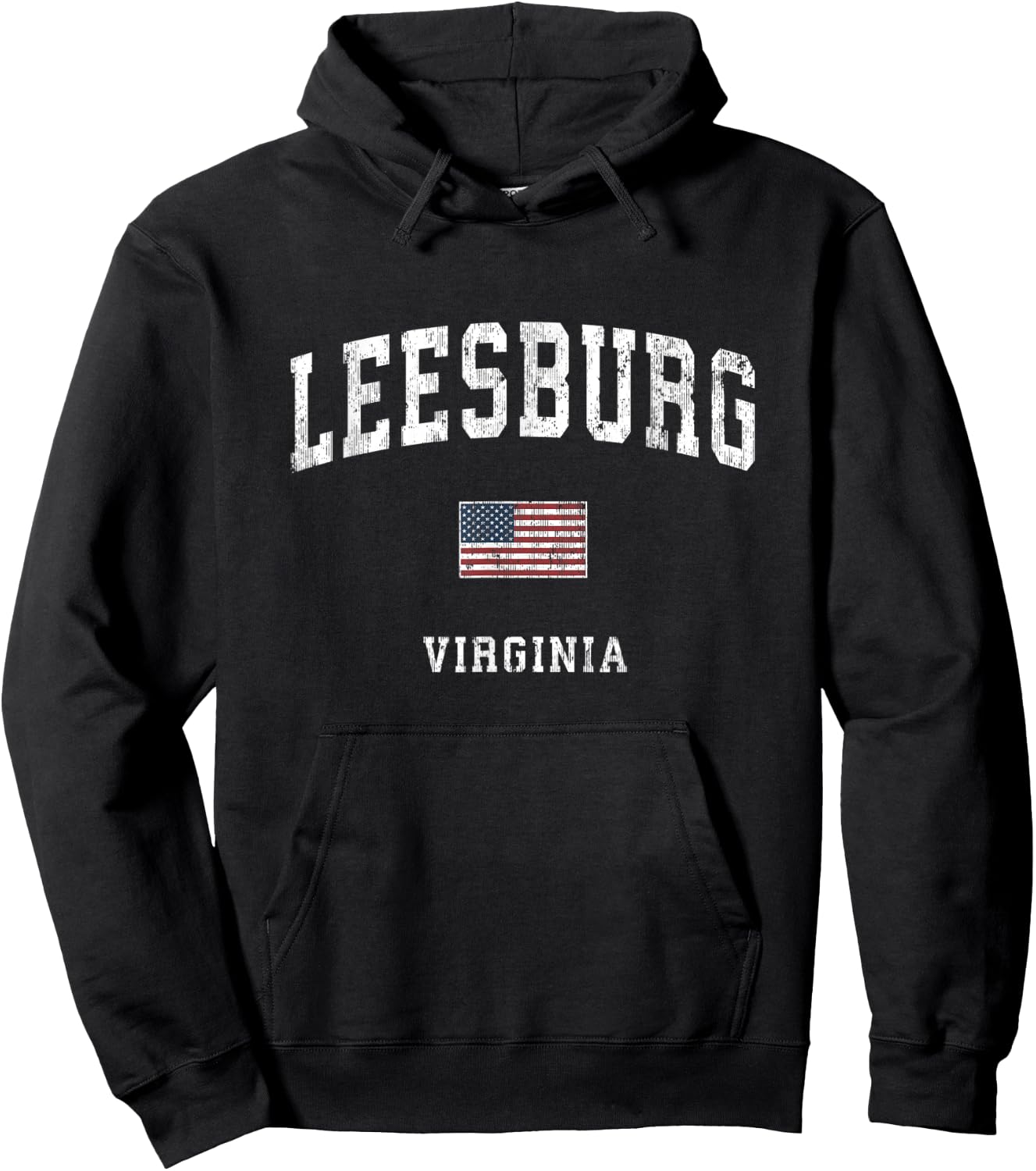 Leesburg Virginia VA Vintage American Flag Sports Design Kids Men Hoodie - Hoodie | Black