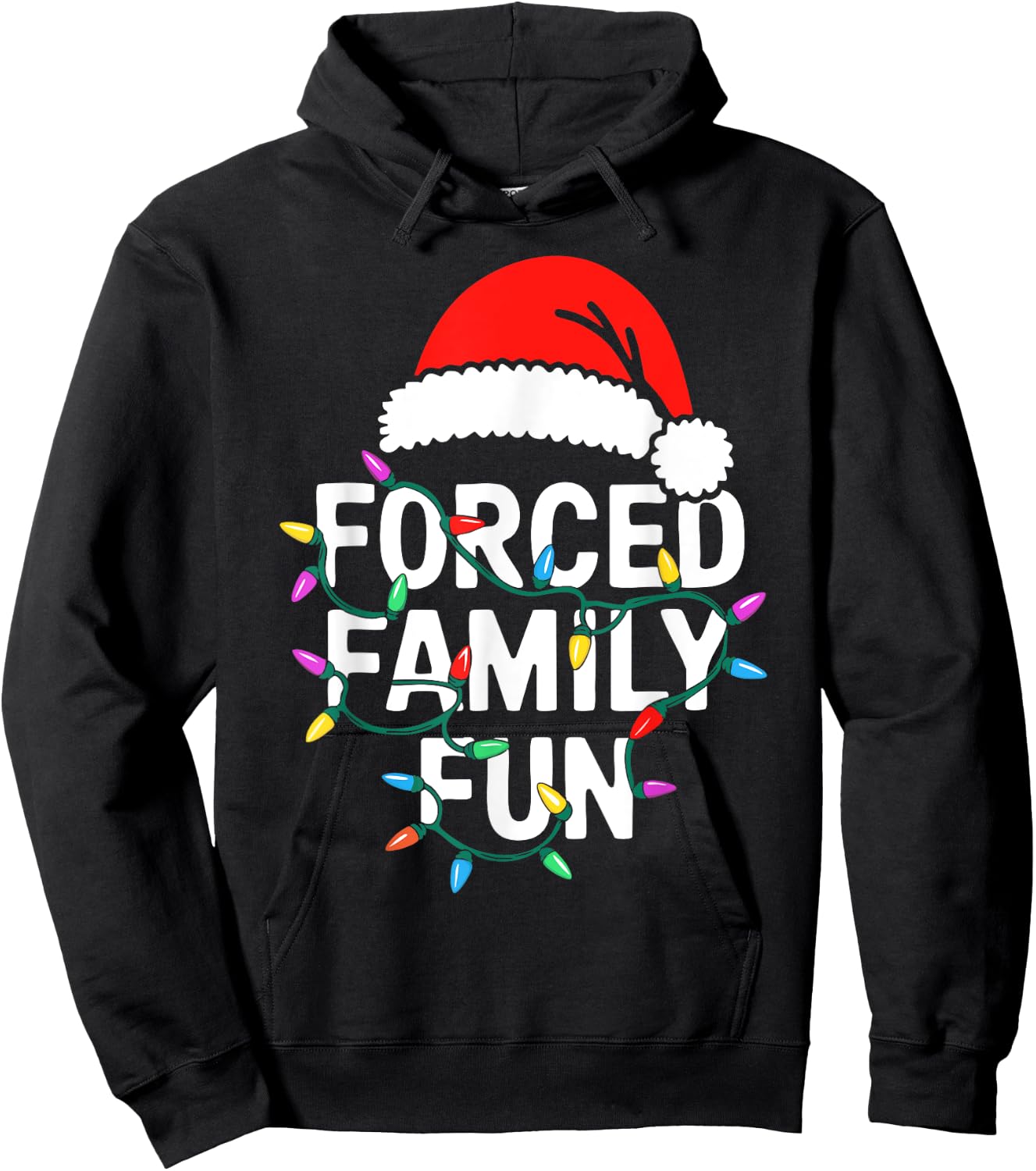 Forced Family Fun Shirt Men Women Kids Christmas Pajamas Hoodie - Hoodie | Black