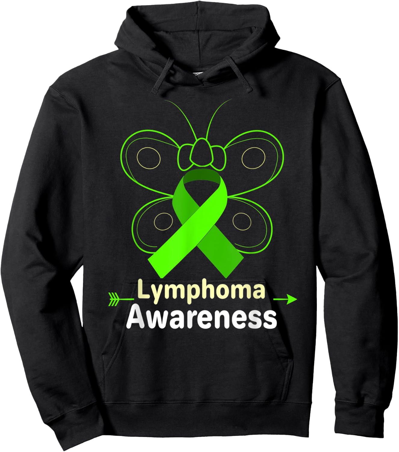 Butterfly Products Lymphoma Ribbon Lymphoma Awareness Hoodie - Hoodie | Black