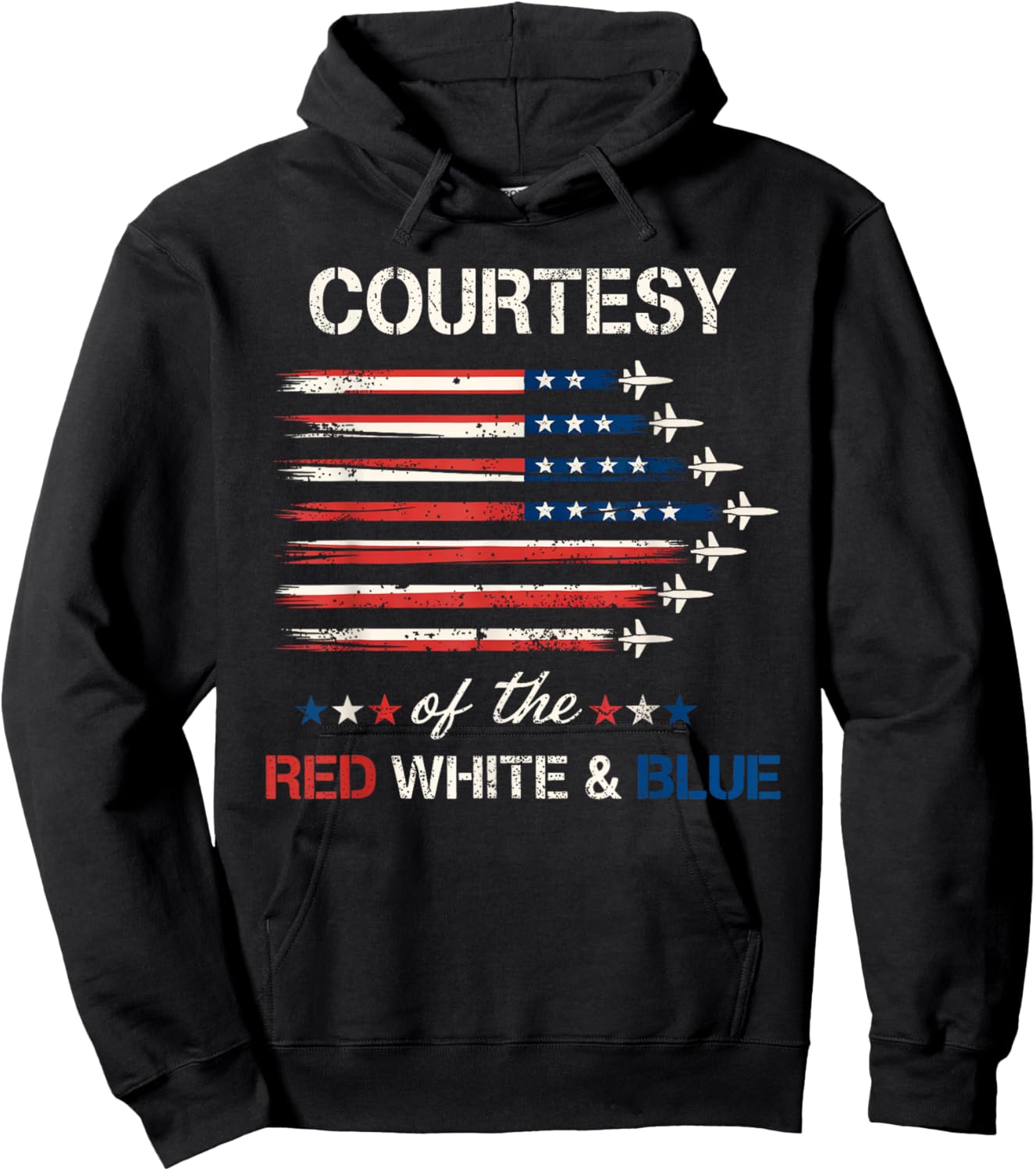 Courtesy Of The Red White And Blue Vintage America US Flag Hoodie - Hoodie | Black