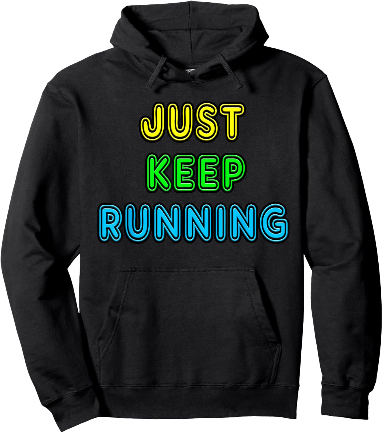 Retro Vintage Neon Sign Just Keep Running Hoodie - Hoodie | Black
