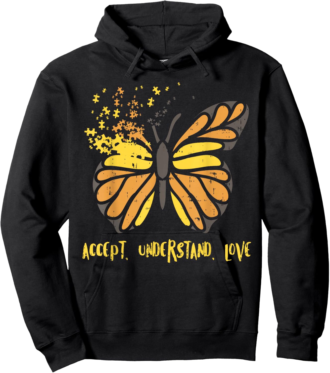 Accept Understand Love Butterfly Shirt Autism Awareness Hoodie - Hoodie | Black