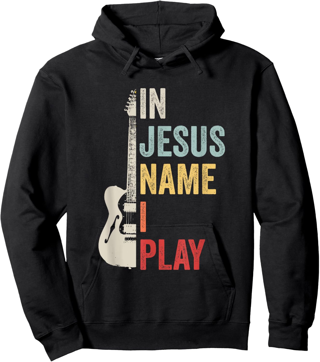 In Jesus Name I Play Guitar Christian Band Guitar Hoodie - Hoodie | Black