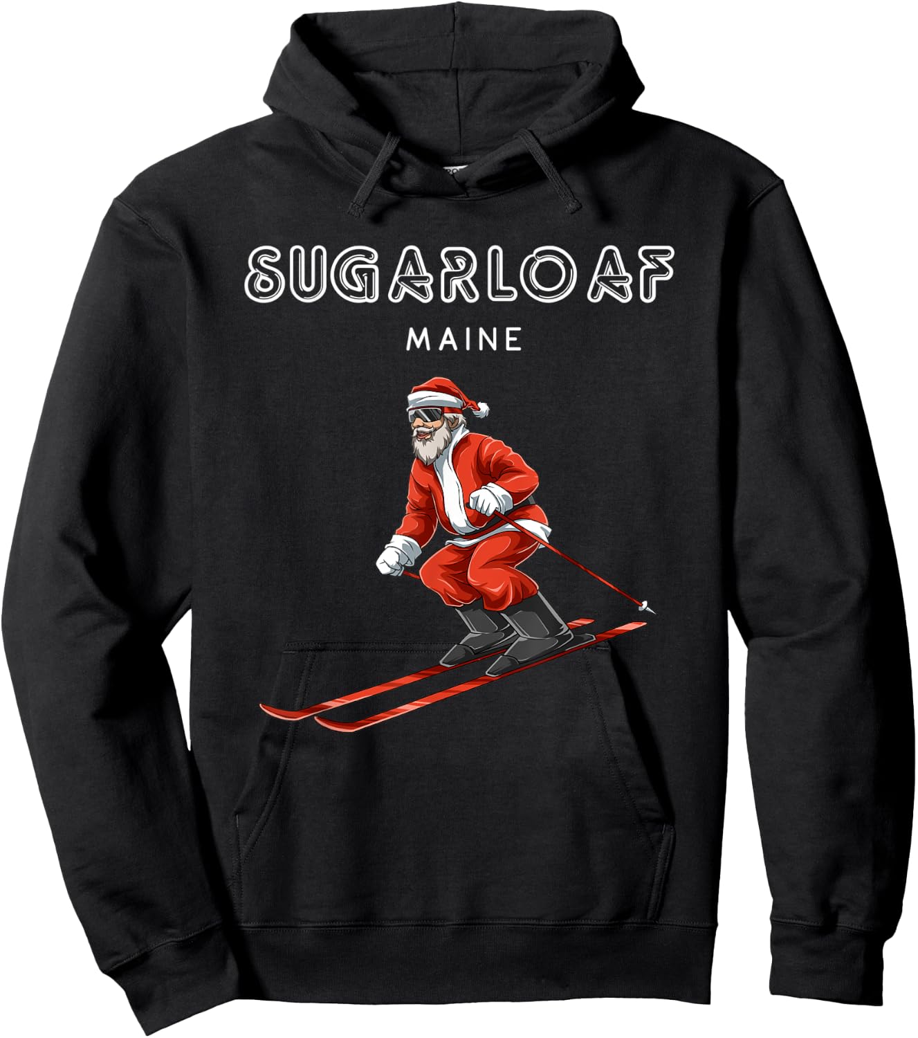 Santa Claus - Sugarloaf Maine USA Ski Resort Retro Gift Hoodie - Hoodie | Black