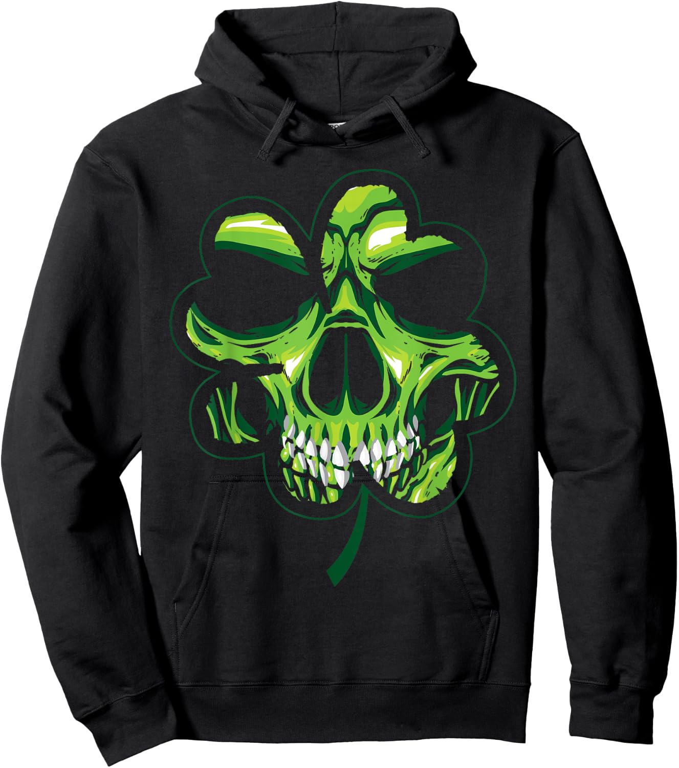 St Patricks Day Shirt Shamrock Skull Biker Hoodie - Hoodie | Black