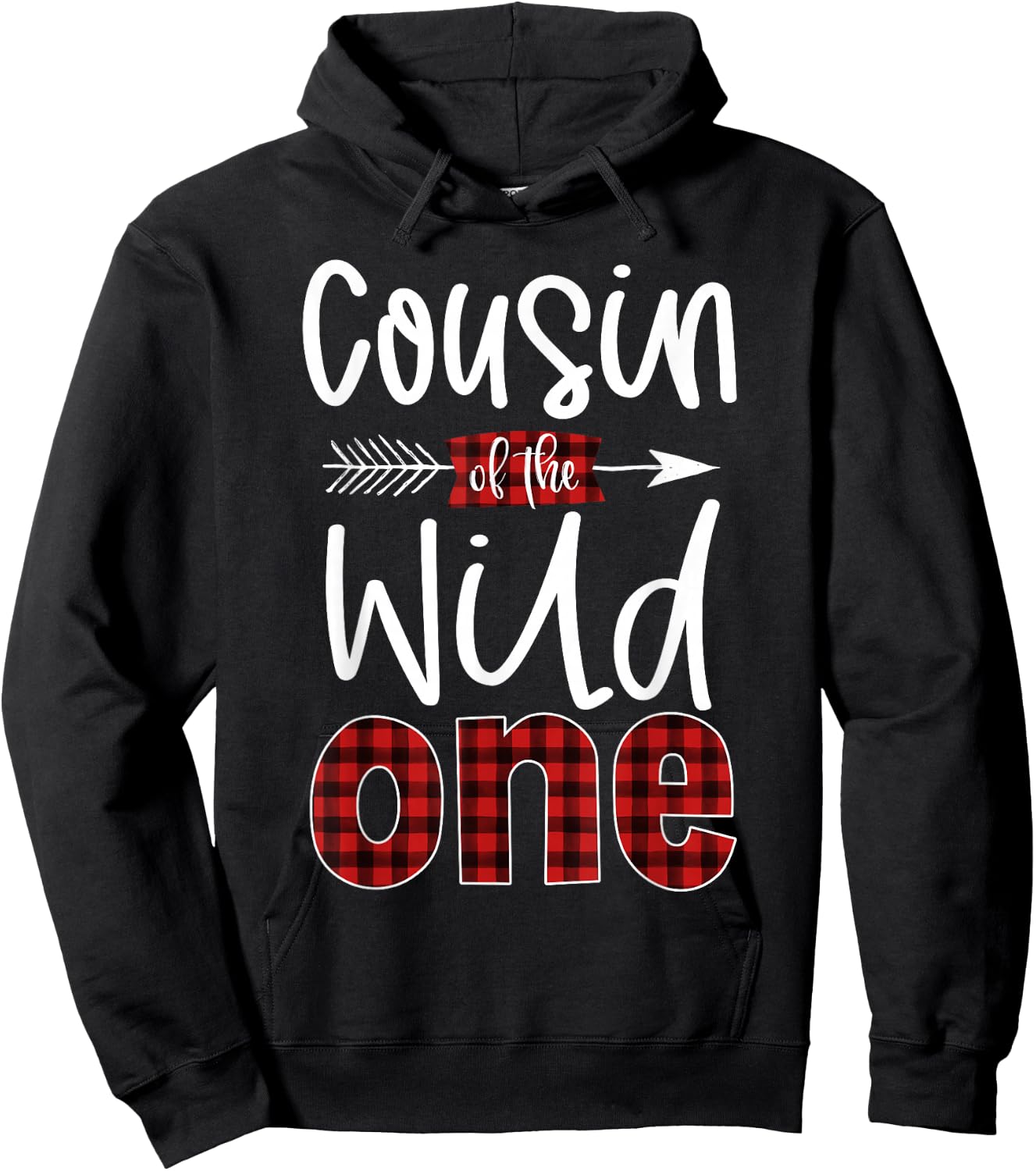 Cousin of the Wild One Shirt Plaid Lumberjack 1st Birthday Hoodie - Hoodie | Black