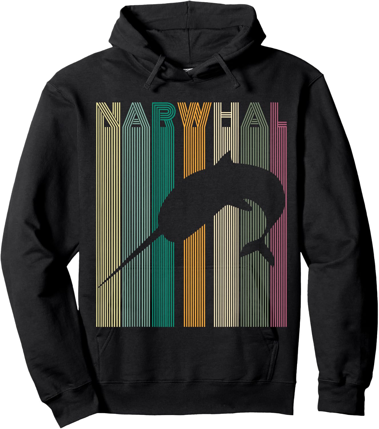Kids Narwhal Retro Narwhal Shirt Women Men Boys Hoodie - Hoodie | Black