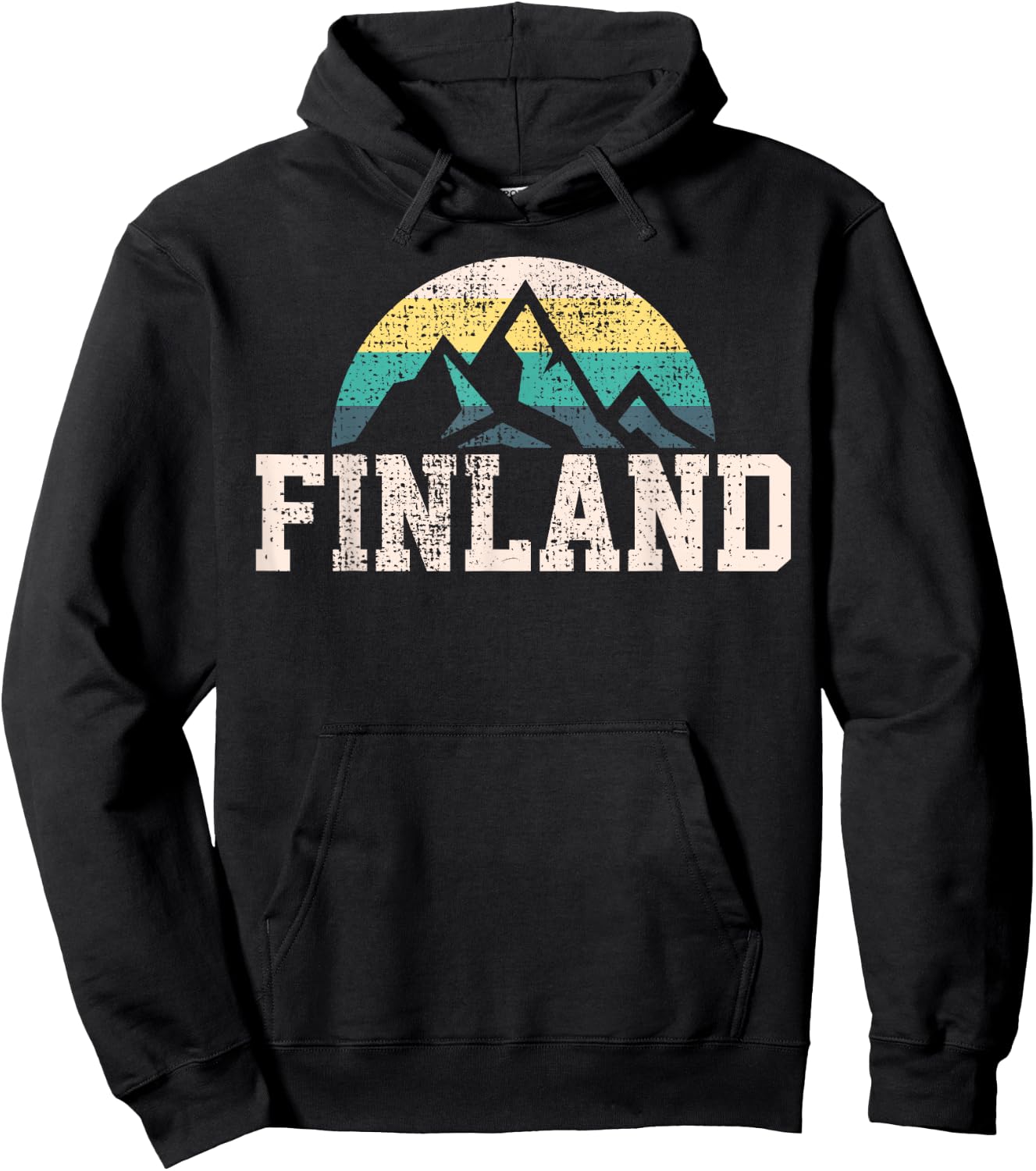 Finland Finnish Country Mountain Vintage Hoodie - Hoodie | Black