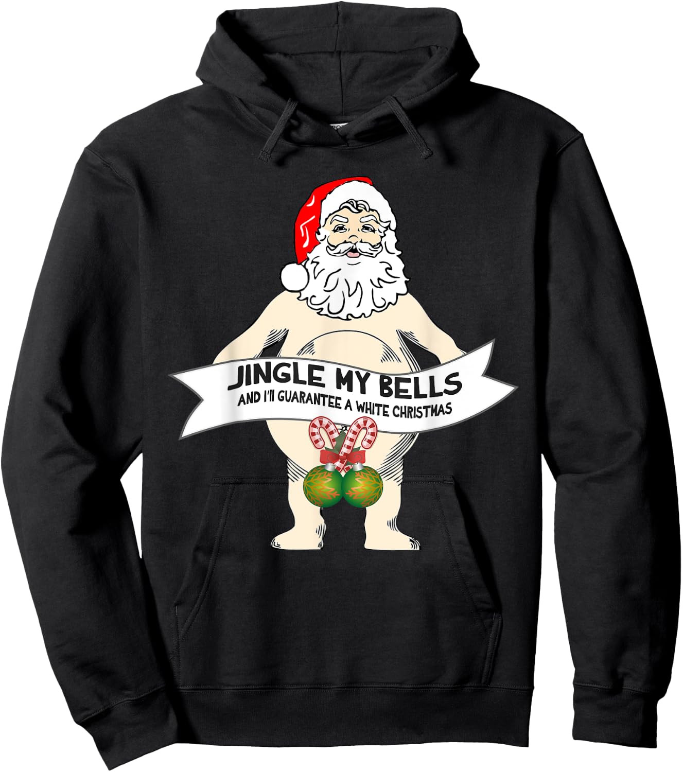 Jingle My Bells Naked Santa Funny Christmas Hoodie - Hoodie | Black