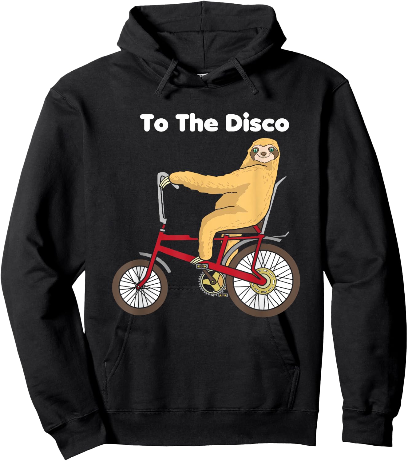 To The Disco Shirt - Sloth Riding Vintage Retro Bike Hoodie - Hoodie | Black