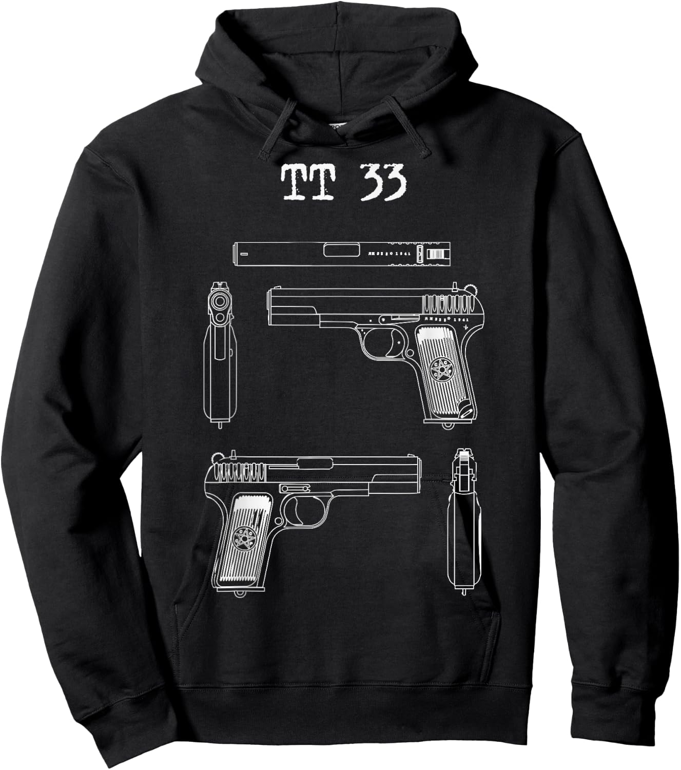 TT33 Tokarev blueprints, range Hoodie - Hoodie | Black
