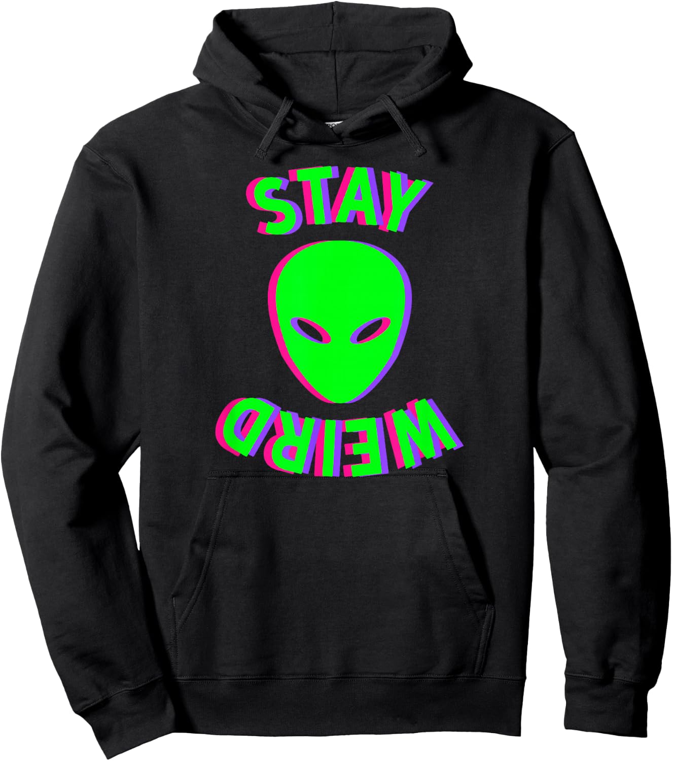 Awesome Stay Weird Alien Face Glitch UFO Extraterrestrial Hoodie - Hoodie | Black