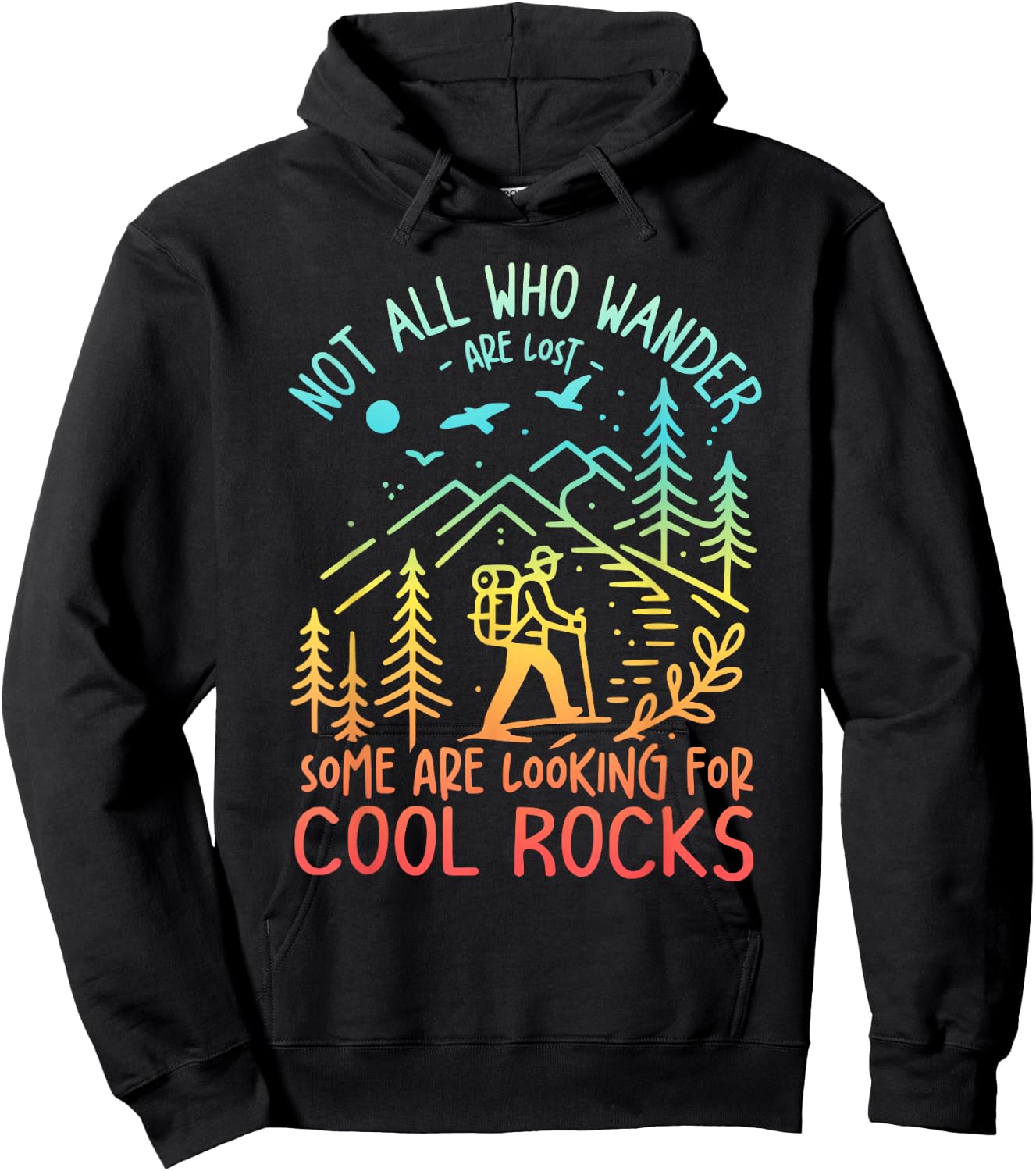 Not All Who Wander Are Lost Some Are Looking For Cool Rocks Hoodie - Hoodie | Black