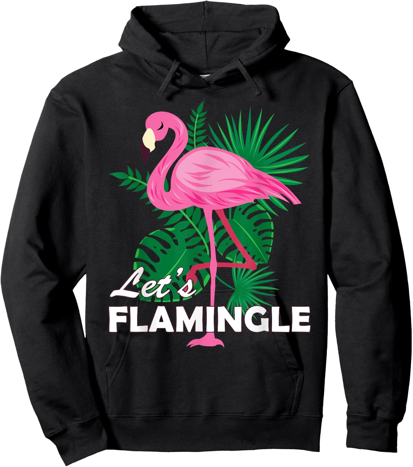 Cute Pink Flamingo Graphic Lets Flamingle Birthday Gift Hoodie - Hoodie | Black
