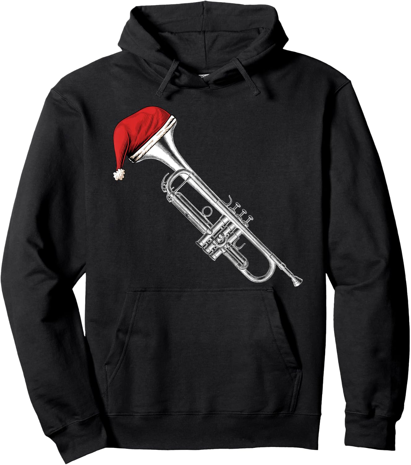Santa Trumpet Christmas Jazz Music Xmas | For Trumpet Player Hoodie - Hoodie | Black