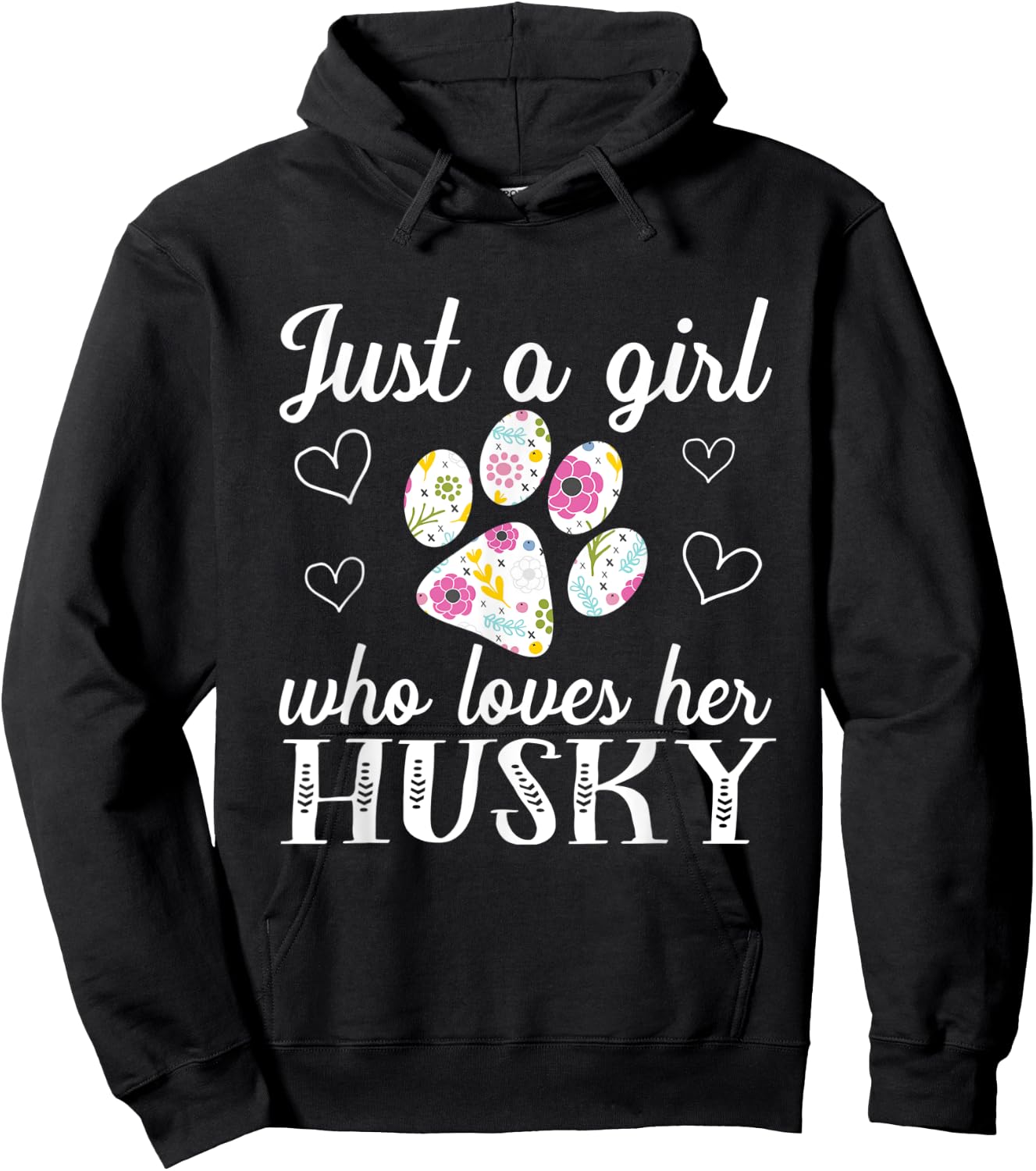 Just A Girl Who Loves Her Husky Cute Dog Owner Cute Gift Hoodie - Hoodie | Black