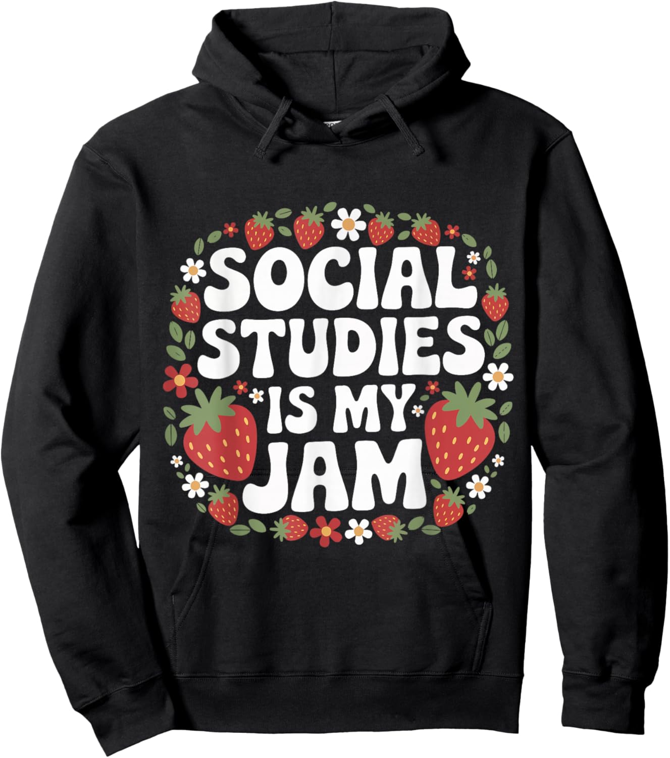 Social Studies Is My Jam History Civics Teacher Strawberry Hoodie - Hoodie | Black