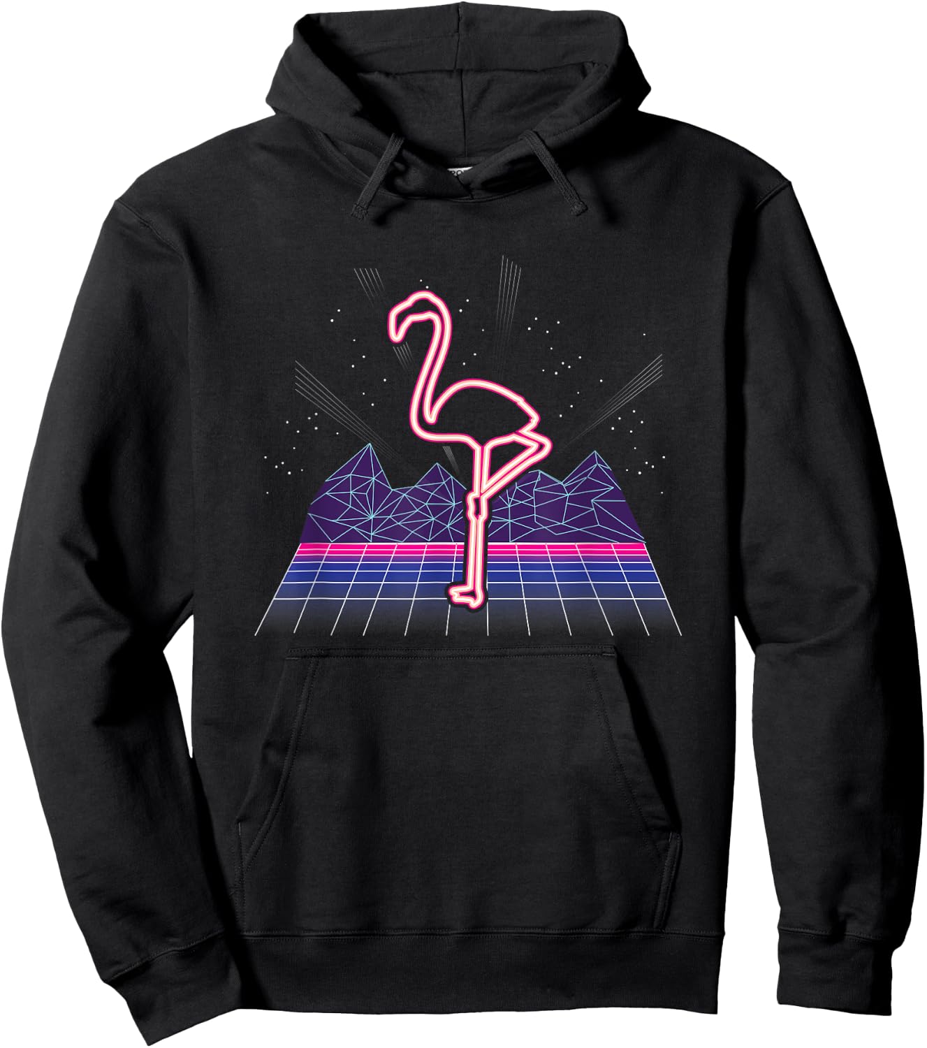 Retro Neon Flamingo 80s I 70s Nostalgic Gift Hoodie - Hoodie | Black