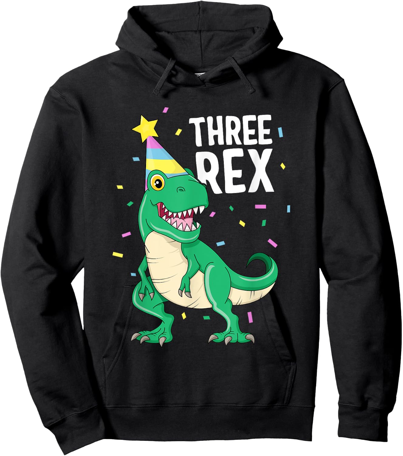 Three Rex 3rd Birthday Boy T-Rex Dinosaur Party Happy Third Hoodie - Hoodie | Black