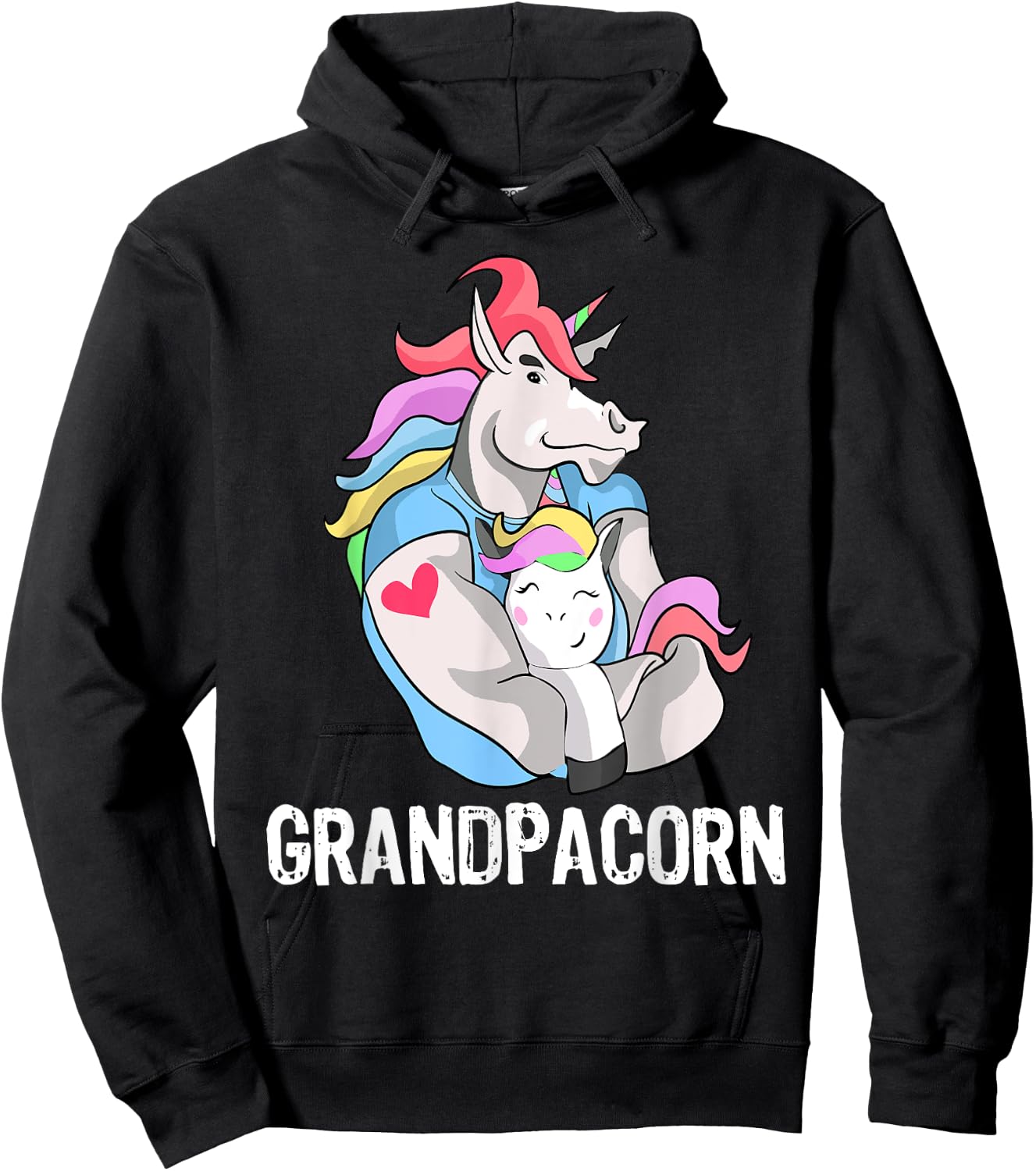 Grandpacorn Unicorn Grandpa and Grandson Hoodie - Hoodie | Black