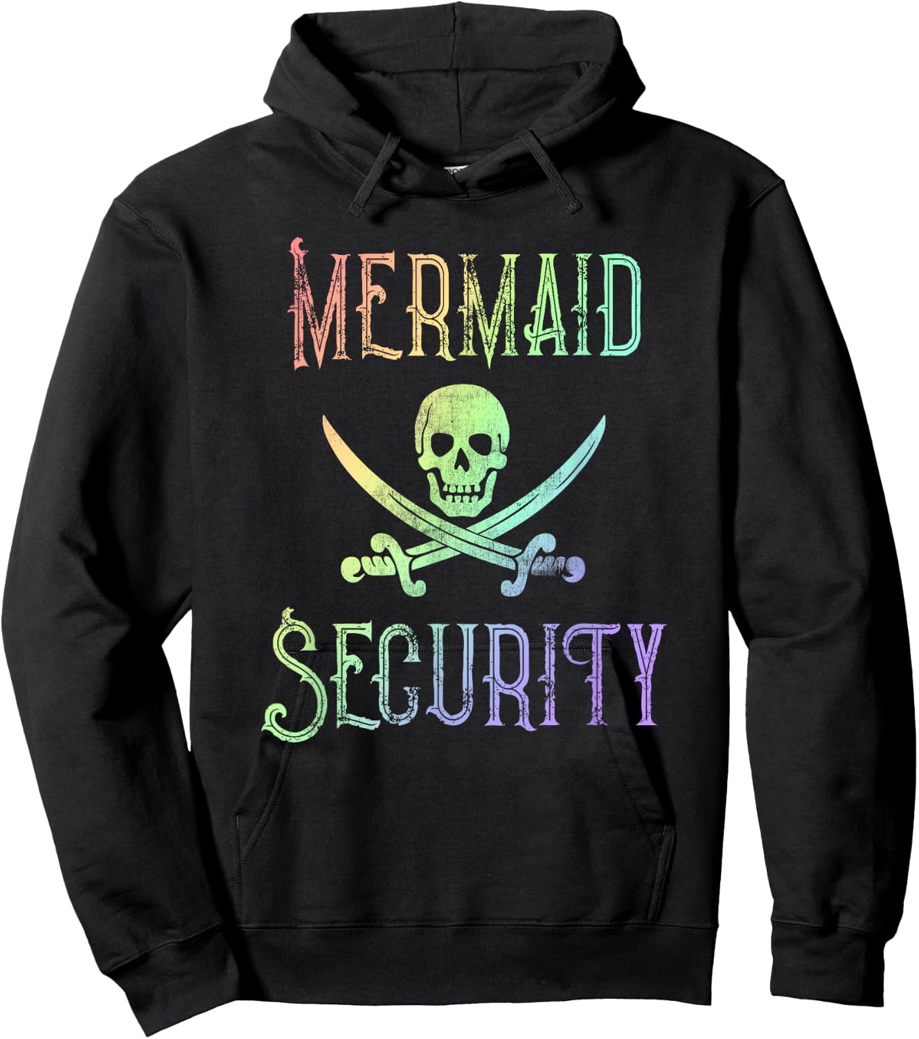 Rainbow Pirate Mermaid Security Halloween Costume Party Small Hoodie - Hoodie | Black