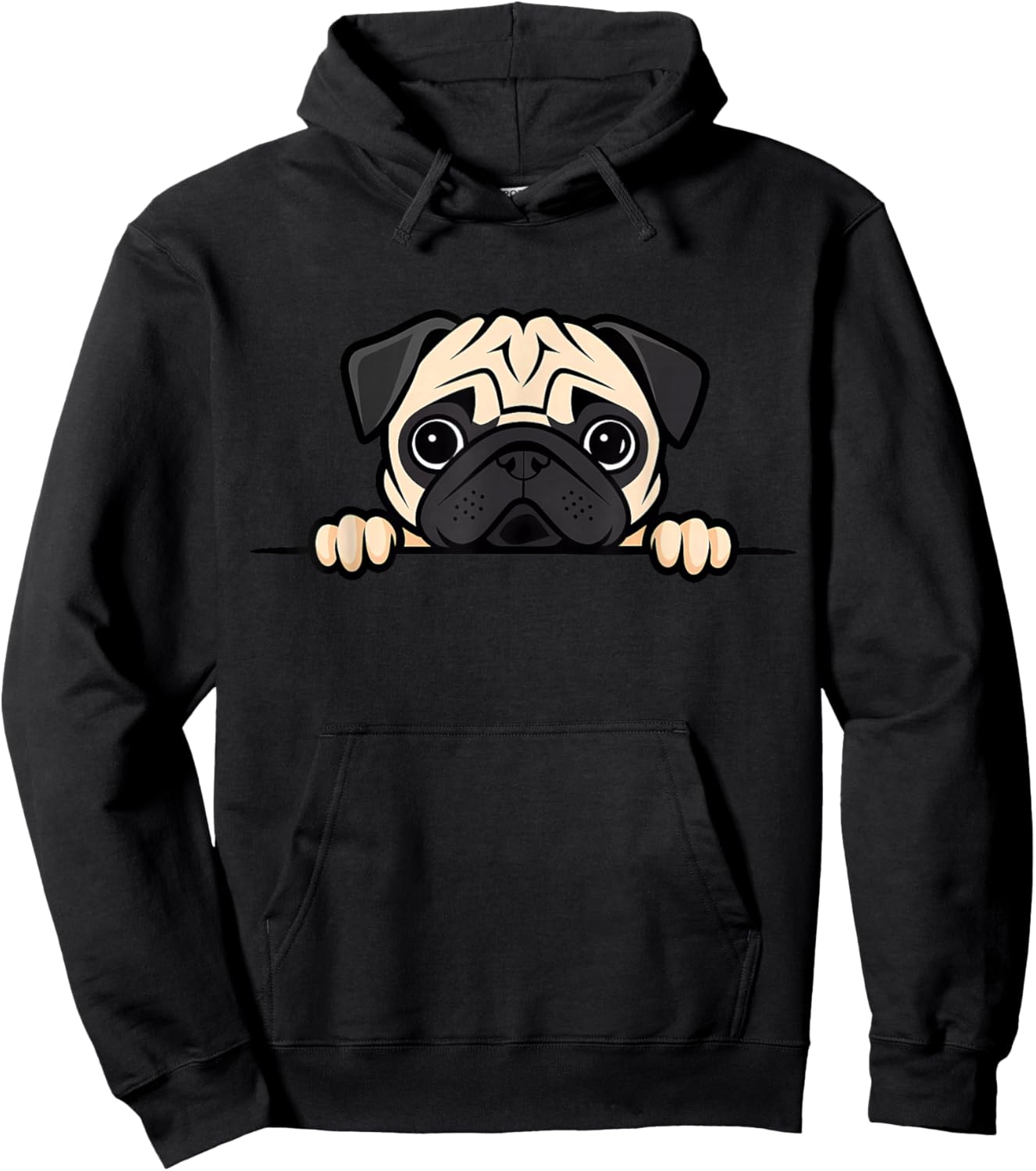 Cute Pug Funny Peeking Pocket Puppy Dog Lover Men Women Kids Hoodie - Hoodie | Black