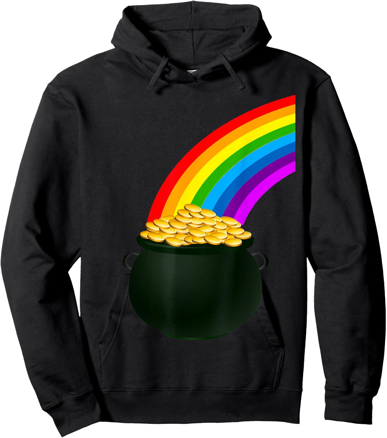 Pot Of Gold Under Rainbow Costume Halloween Hoodie - Hoodie | Black