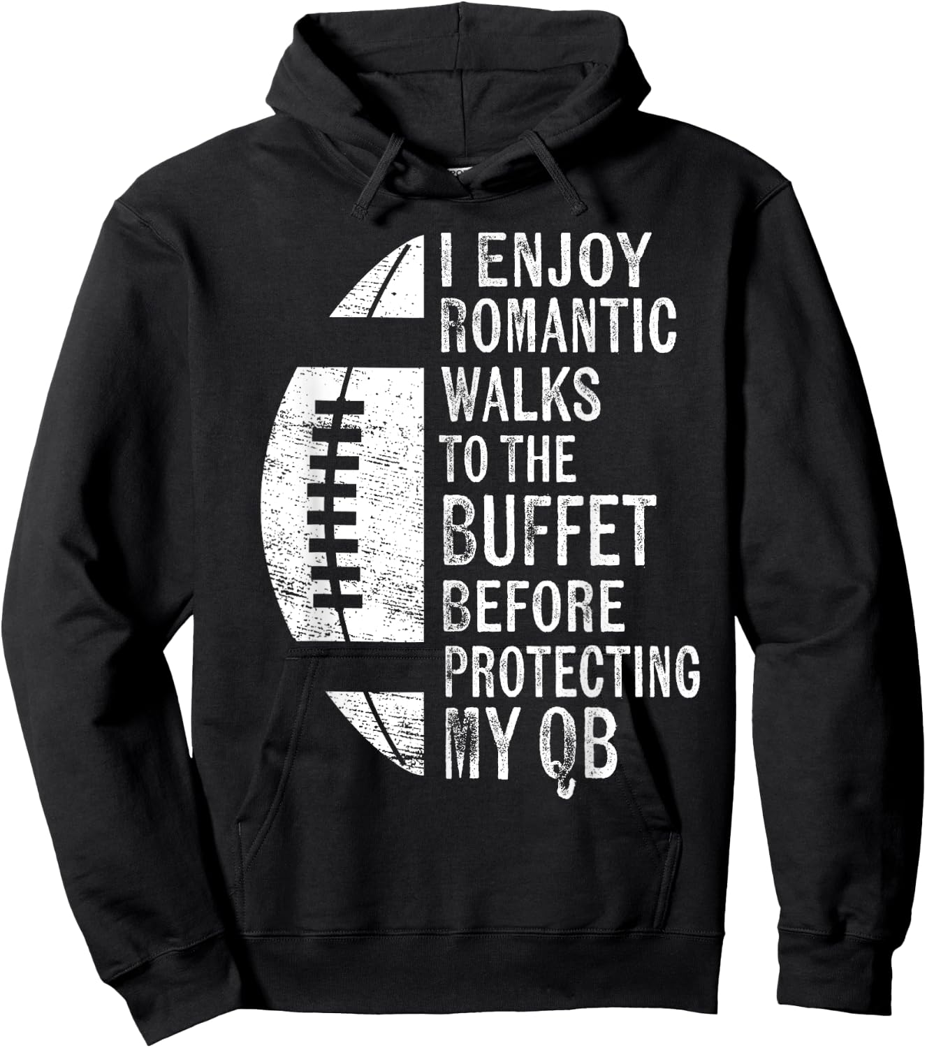 I Enjoy Romantic Walks Protecting My QB Offensive Lineman Hoodie - Hoodie | Black