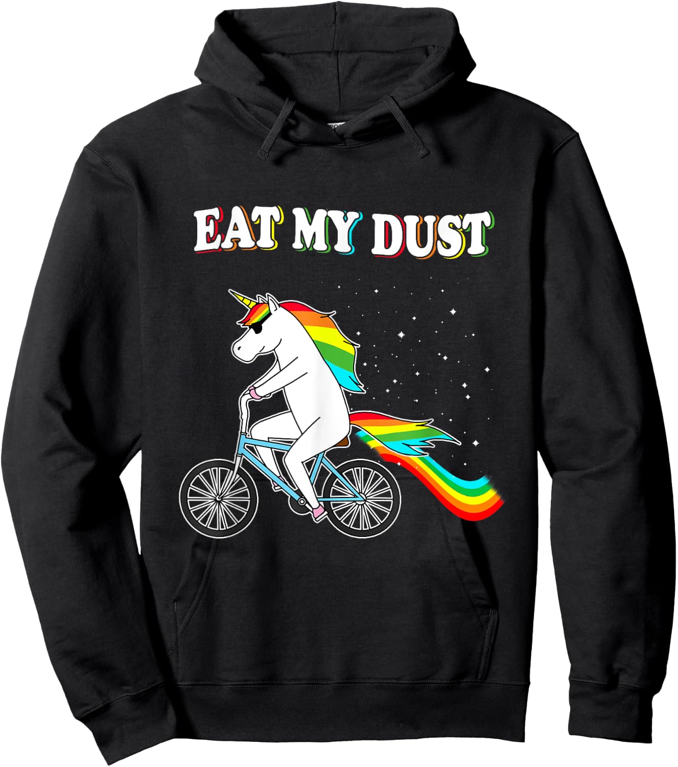 Eat my Dust Funny Unicorn Riding a Bicycle Unicorn Shirt Hoodie - Hoodie | Black