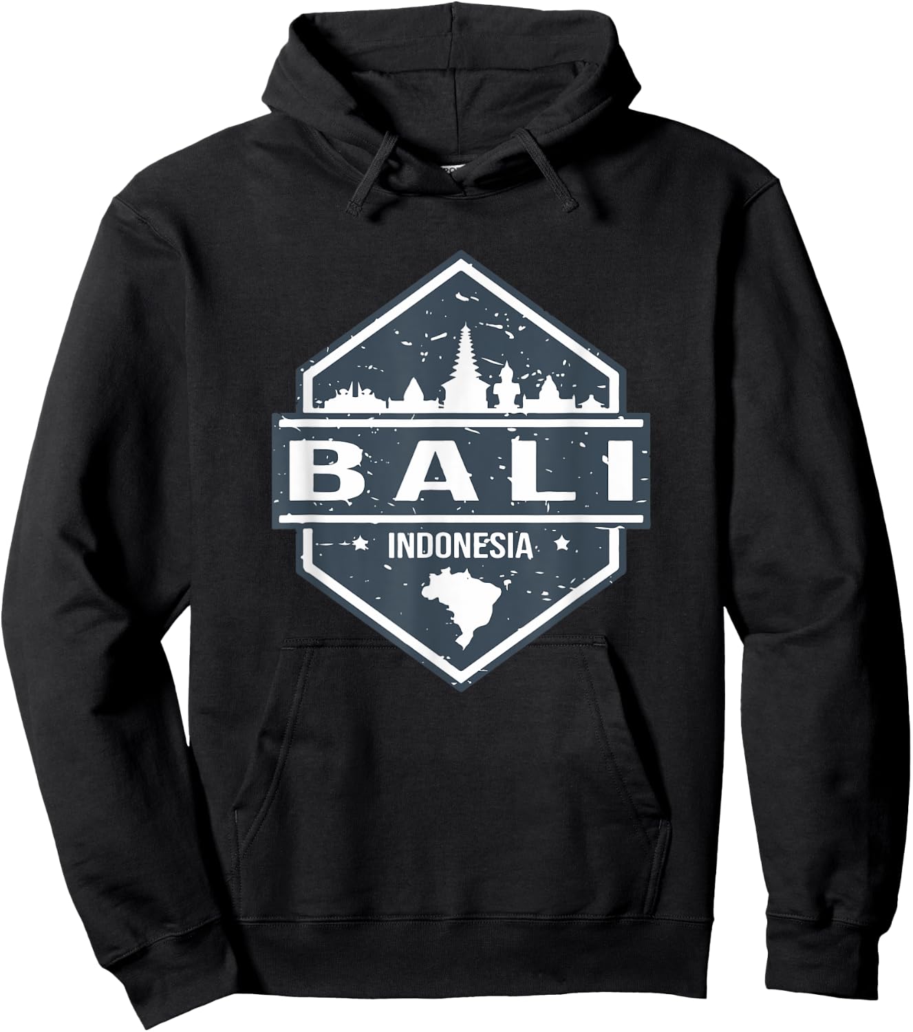 Bali Indonesia Design With Bali Island And Silhoutte of City Hoodie - Hoodie | Black