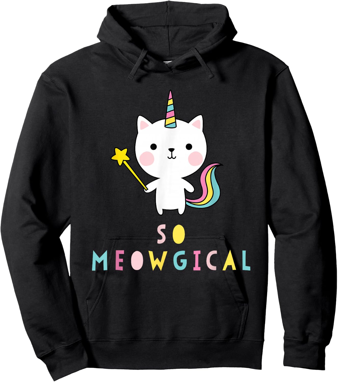 So Meowgical Caticorn Cat Unicorn Rainbow Kittycorn Cute Hoodie - Hoodie | Black