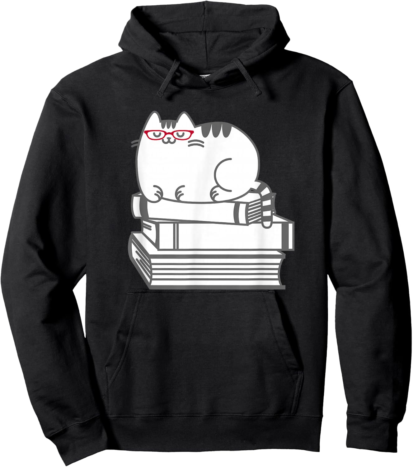 Cute Book Nerd Cat - Funny Nerdy Kitten Shirt Hoodie - Hoodie | Black