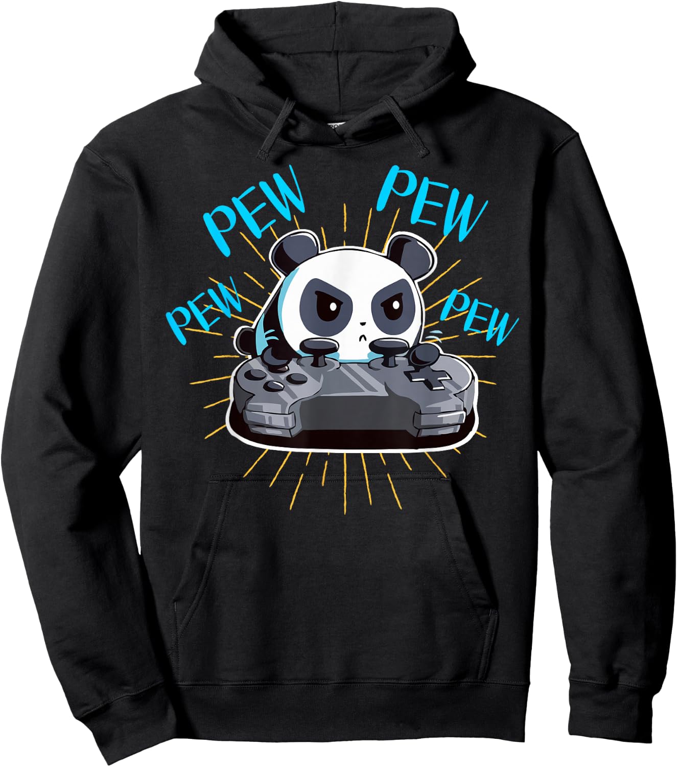 Funny Gamer Pew Pew Panda Hoodie - Hoodie | Black