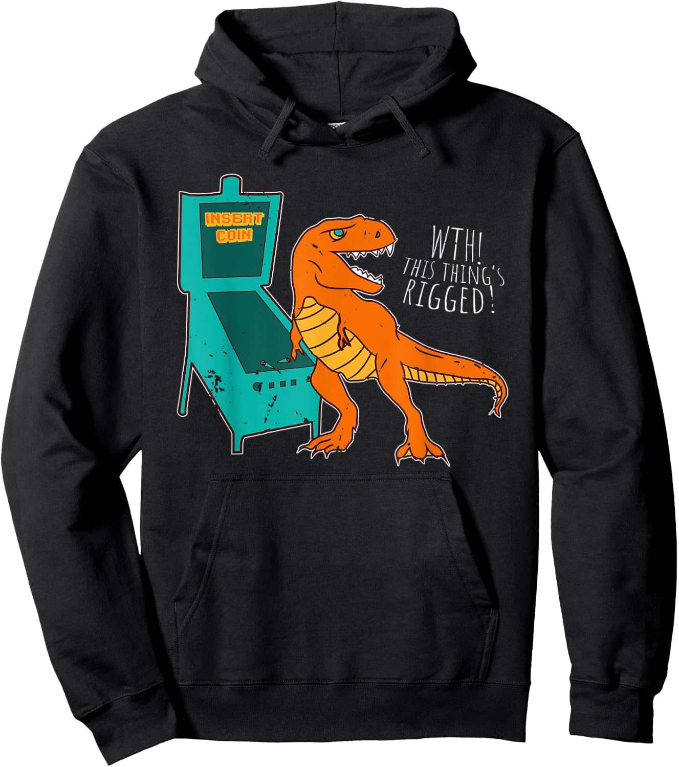 Dinosaur Pinball Wizard Arcade Machine Player Picture Shirt Hoodie - Hoodie | Black