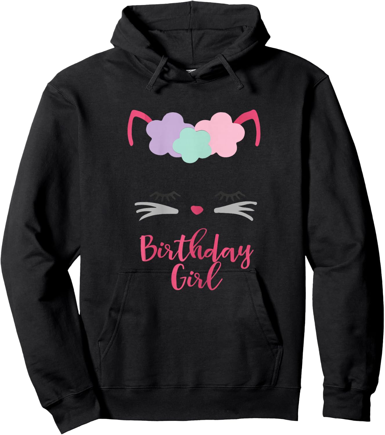 Kitten Birthday Cat Gift, Kitty Birthday Girl Outfit Hoodie - Hoodie | Black